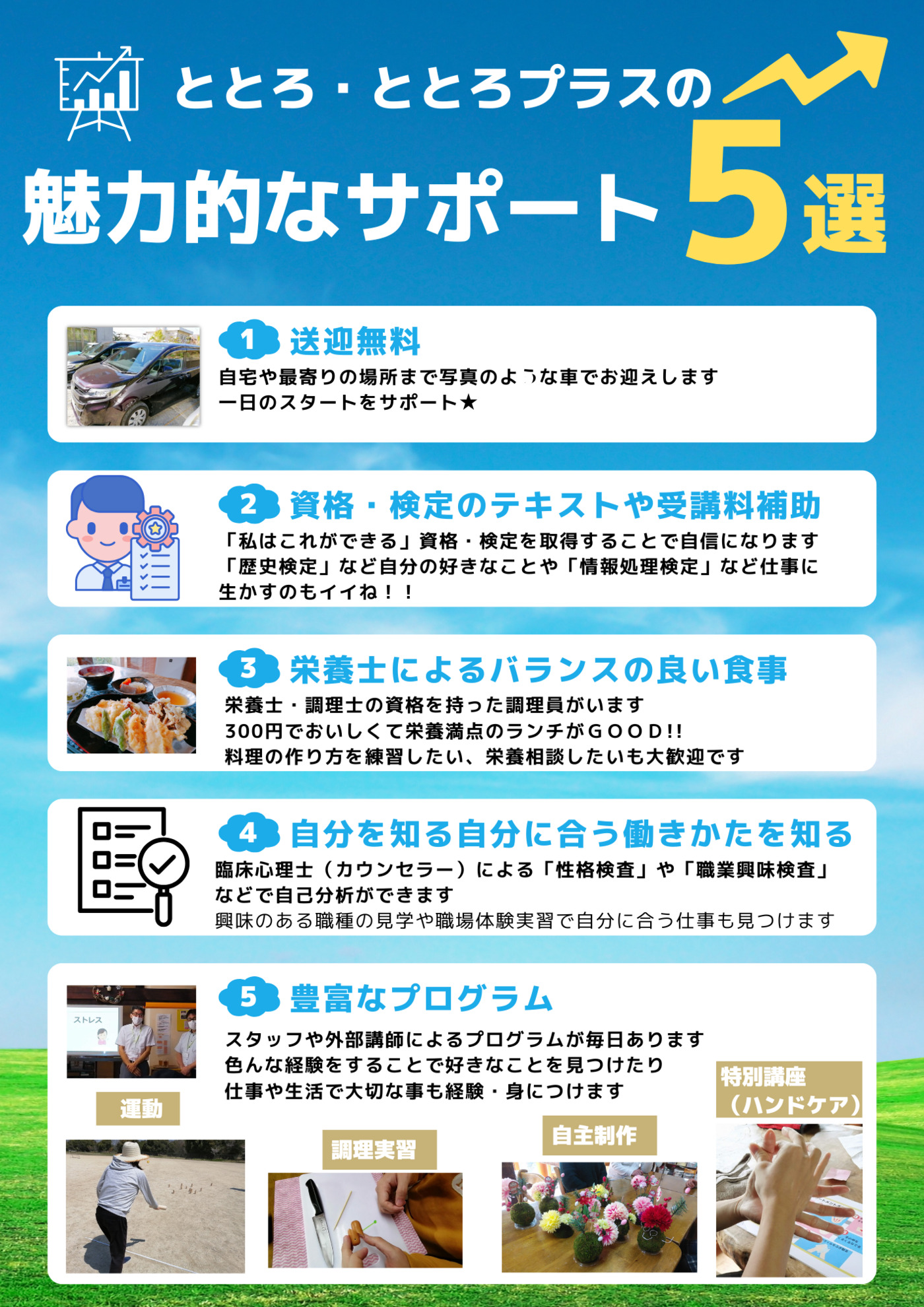 新パンフレット！ 「魅力的なサポート5選」チャレンジ型事業所