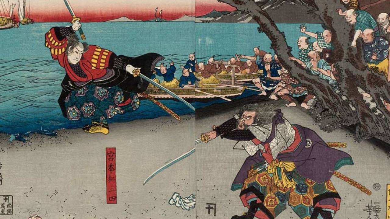 【稀品】◆宮本武蔵（武州）短冊『吊蒐競渡舩』◆検） 佐々木小次郎 巌流島 💻今日の出来事💻- 1612年（慶長17年4月13日） - 宮本武蔵と佐々木